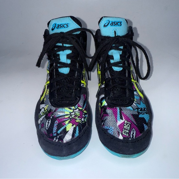 Asics Youth Beast JB Elite Wrestling V2.0 Shoes Cosmic Graffiti C544Q Size 1 - Picture 1 of 13